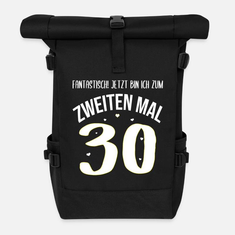 Geburtstag 60 Jahre Frau 2. mal 30 Geschenk - Rolltop Rucksack - Schwarz