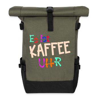 Kaffeeliebhaber Kaffeetrinker Kaffe Statement - Rolltop Rucksack - Olive/Schwarz - Vorne
