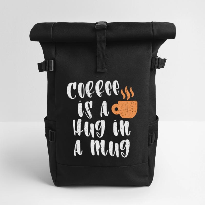 Cool Coffee Statement Caffeine Coffee Cup Roll Top Backpack