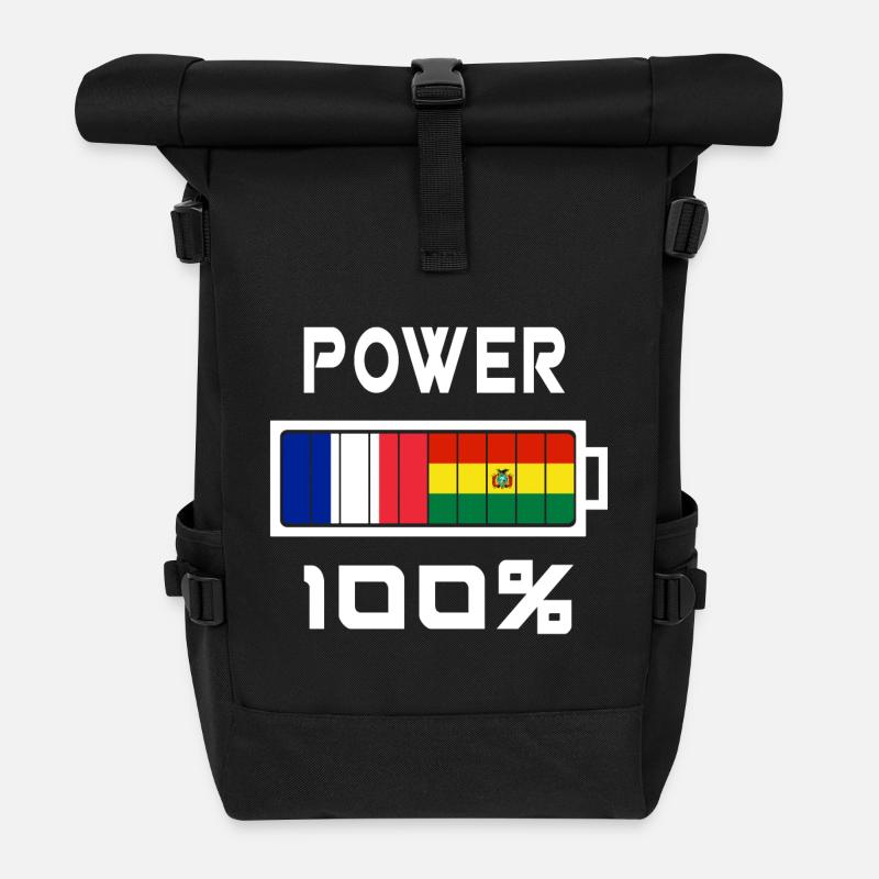 Bolivien und Frankreich machen 100% - Rolltop Rucksack - Schwarz