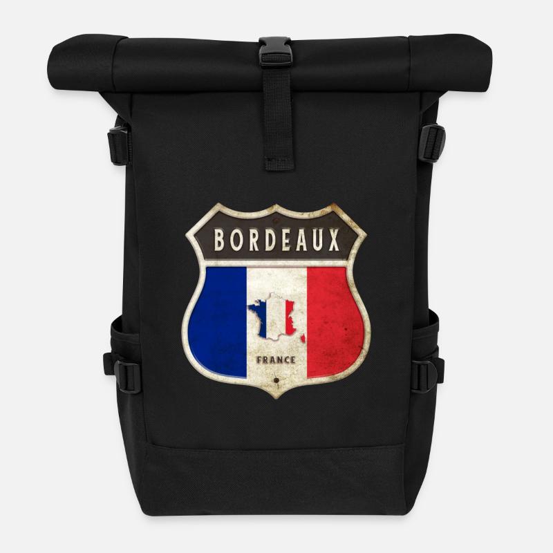 Bordeaux Frankreich Wappen Flaggen Design - Rolltop Rucksack - Schwarz