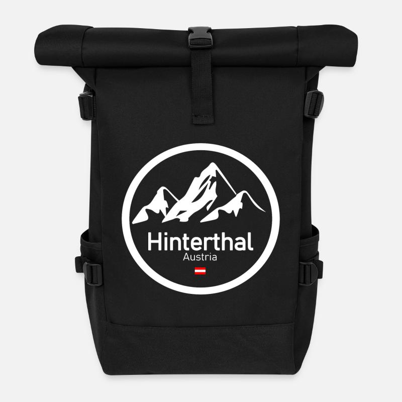 Hinterthal Alpenlogo Kreis - Rolltop Rucksack - Schwarz