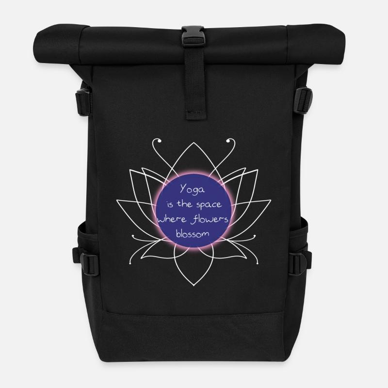 Yoga Raum Blumenblüte - Rolltop Rucksack - Schwarz