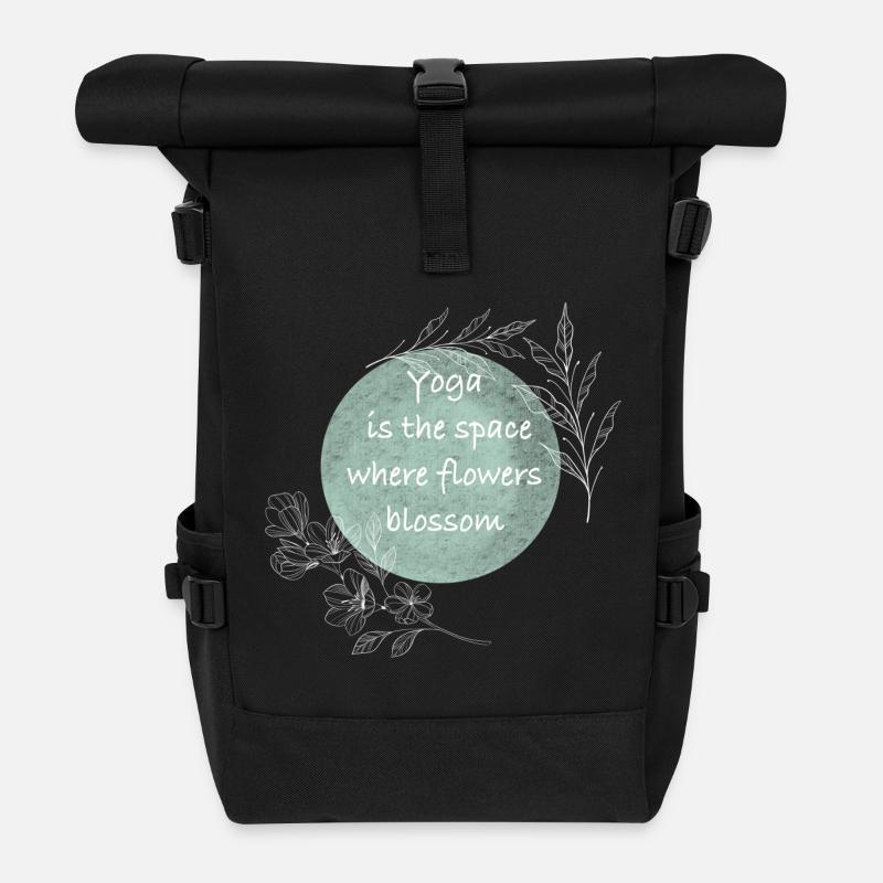 Yoga Raum Blumenblüte - Rolltop Rucksack - Schwarz