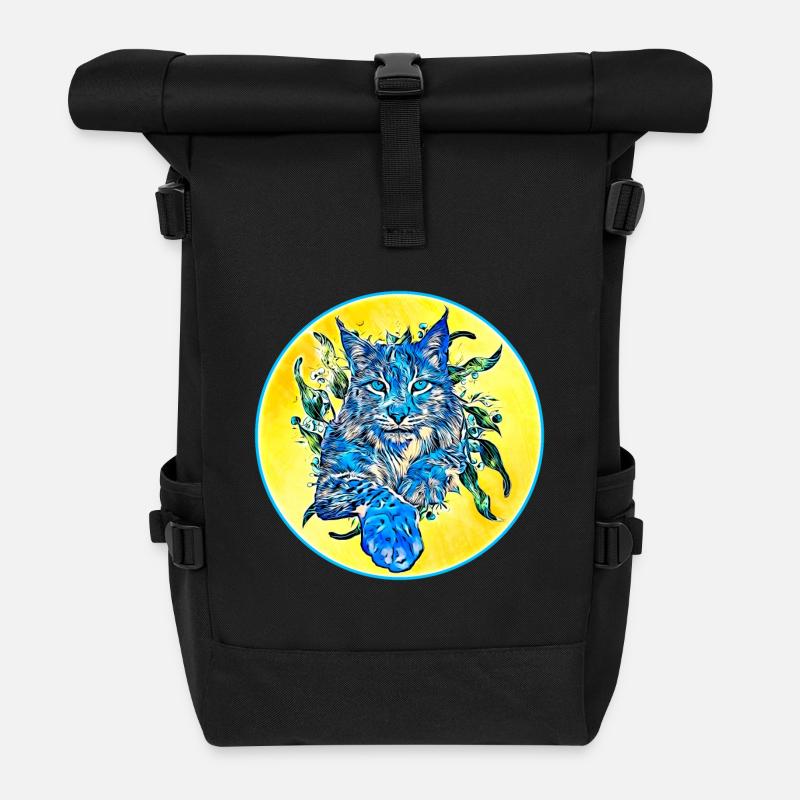 Luchs Katze in Freiheit eine Wild Katze - Rolltop Rucksack - Schwarz