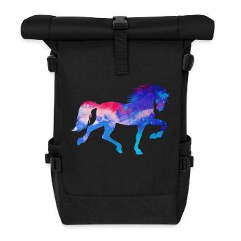 Pferdenarr Hengst Galopp Islandpferde Pferde - Rolltop Rucksack - Schwarz - Vorne