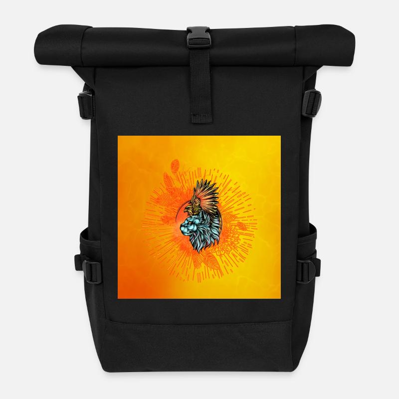 Toller Vogel und schicke Katze - Rolltop Rucksack - Schwarz