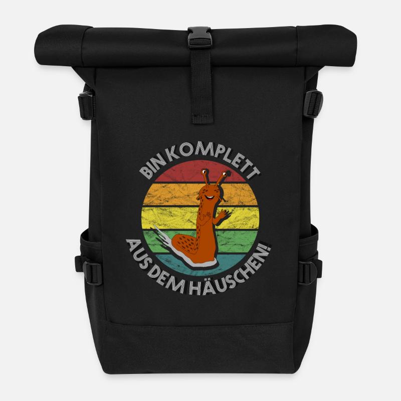 Nacktschnecke komplett aus dem Häuschen retro - Rolltop Rucksack - Schwarz