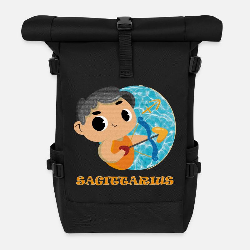 Signe du zodiaque Sagittaire - Sac à dos roll top - noir