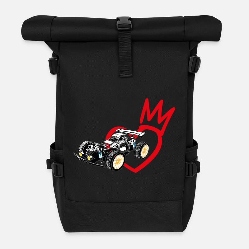 RC Dynamisches und kraftvolles Autorennen - Rolltop Rucksack - Schwarz