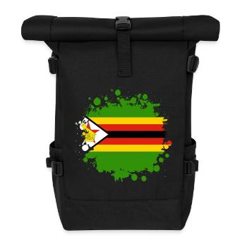 blob de drapeaux du Zimbabwe - Sac à dos roll top - noir - Devant