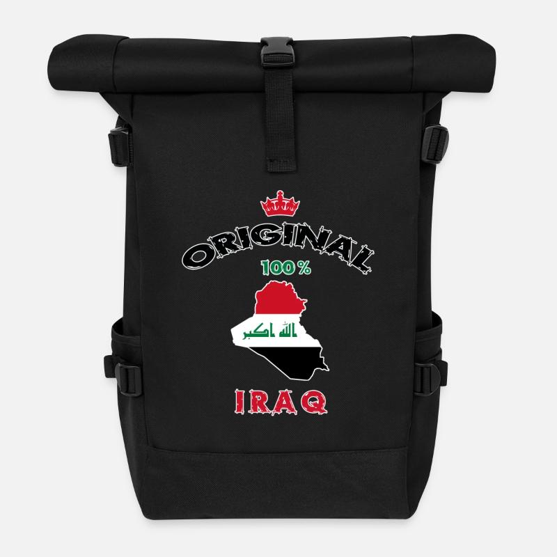 Iraq original 100% flags design - Roll Top Backpack - black