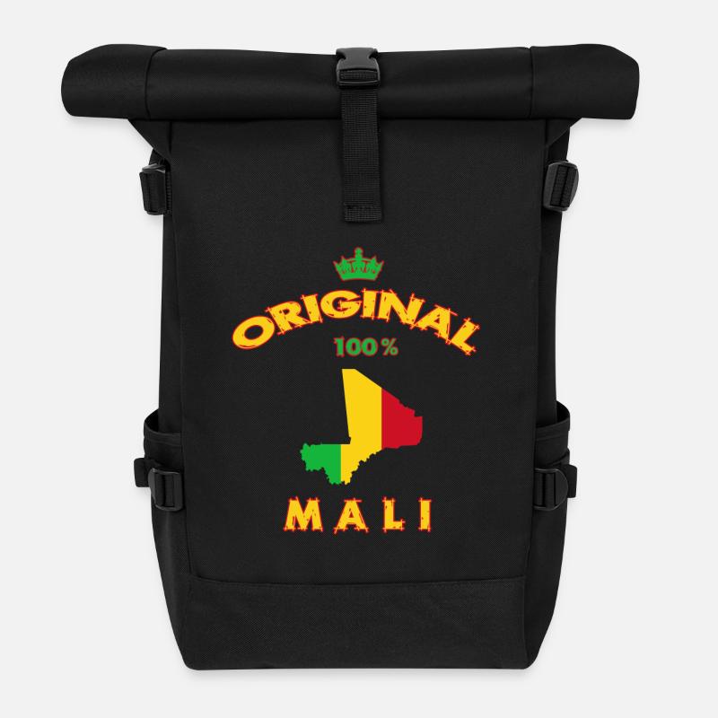 Mali Original 100% Flaggen Design - Rolltop Rucksack - Schwarz