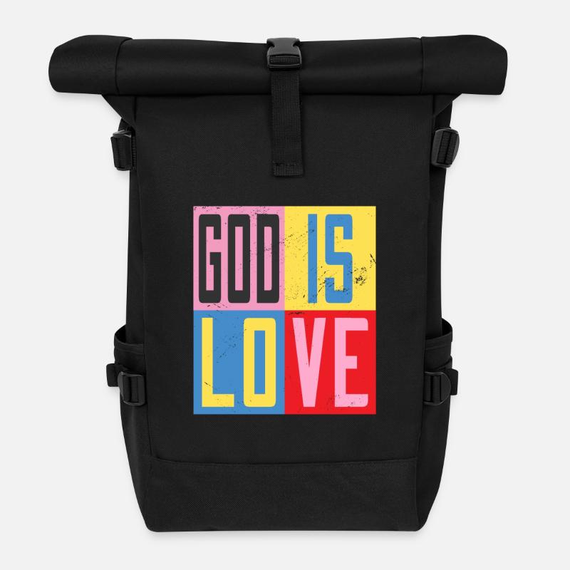Gott ist Liebe - Rolltop Rucksack - Schwarz