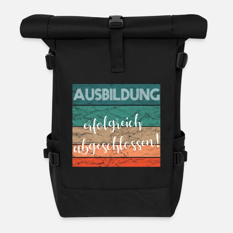 Ausbildung erfolgreich abgeschlossen Lehre retro - Rolltop Rucksack - Schwarz
