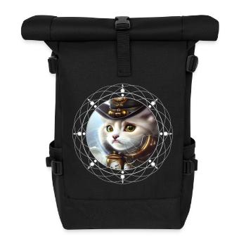 Cute steampunk kitten - Roll Top Backpack - black - Front