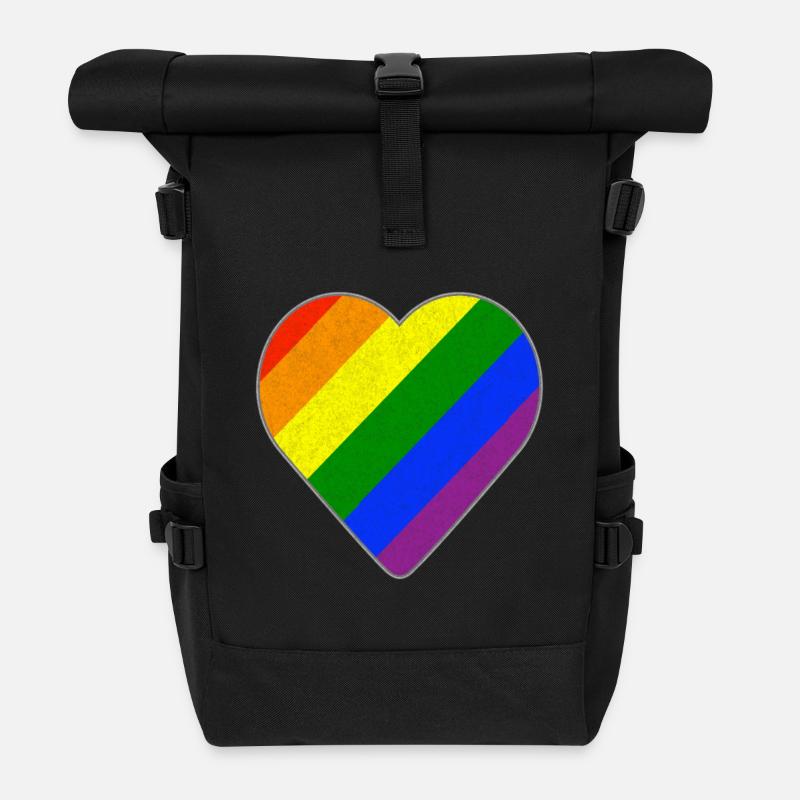 Cœur arc-en-ciel - Sac à dos roll top - noir