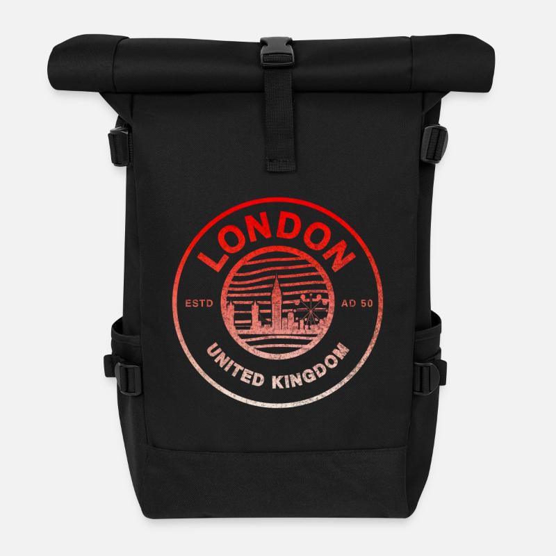 Conception du timbre London Skyline - Sac à dos roll top - noir