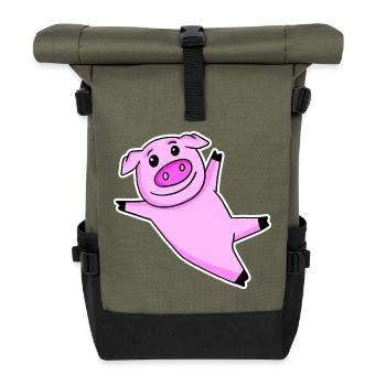 Pig Cute - Roll Top Backpack - olive/black - Front