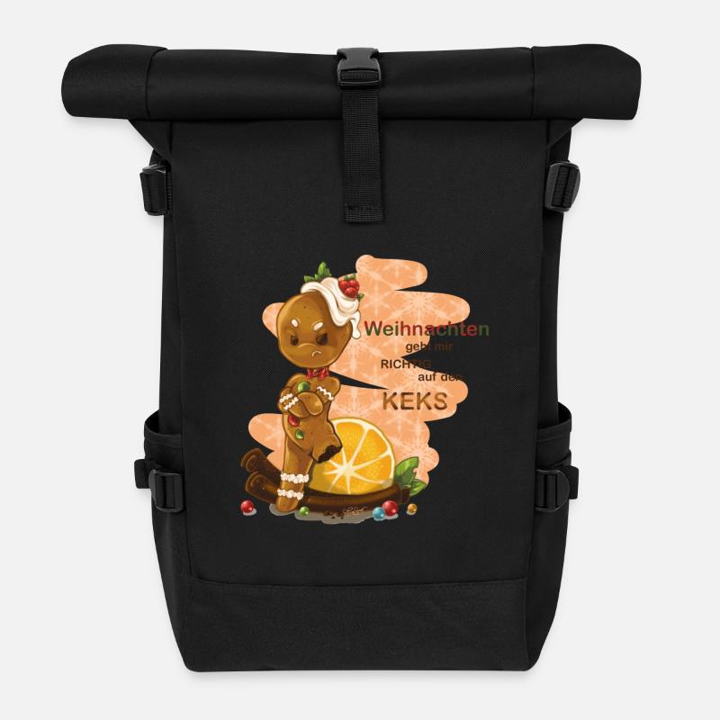Lebkuchenmann Weihnachten - Rolltop Rucksack - Schwarz