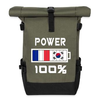 La Corée du Sud et France Power 100 % - Sac à dos roll top - olive/noir - Devant
