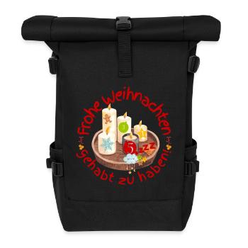 Fünfte Kerze brennt Weihnachten verpennt - Rolltop Rucksack - Schwarz - Vorne