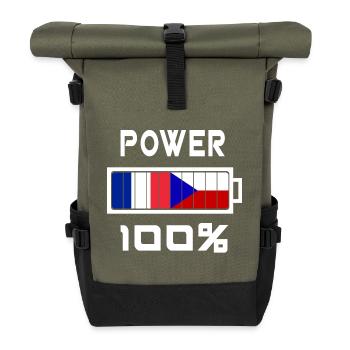 Tschechische Republik und Frankreich Power 100% - Rolltop Rucksack - Olive/Schwarz - Vorne