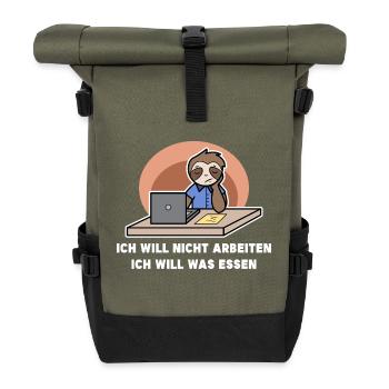 Sloth Chilling Animal Jungle Dweller Statement - Roll Top Backpack - olive/black - Front