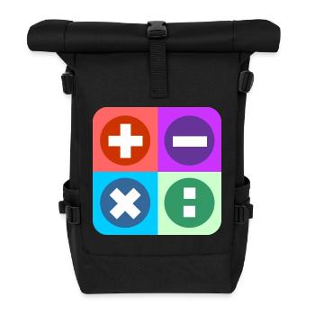 Logo mit vier Emblemen Farbe berechnen - Rolltop Rucksack - Schwarz - Vorne