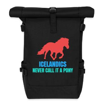 Islandpferde Pony Statement Isländer Pferdenarr - Rolltop Rucksack - Schwarz - Vorne