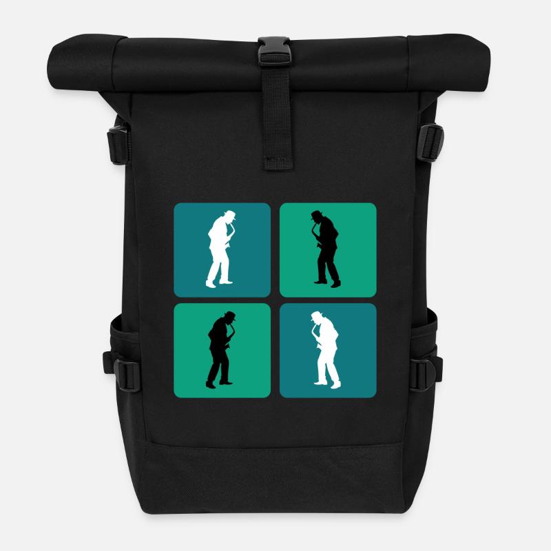 Saxophone Design - Rolltop Rucksack - Schwarz