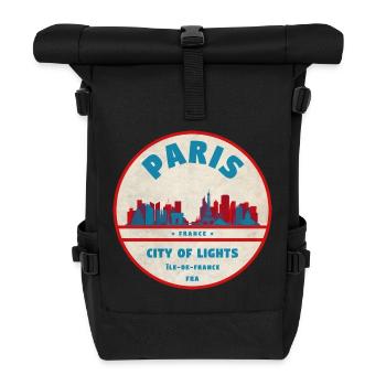Paris City Lights Retro Badge - Roll Top Backpack - black - Front