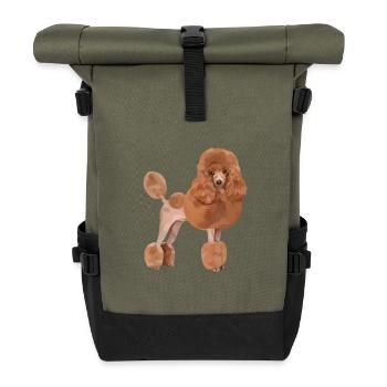 Standard Poodle Dog - Roll Top Backpack - olive/black - Front