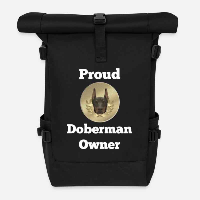 Dobermannspruch, Proud Doberman Owner - Rolltop Rucksack - Schwarz