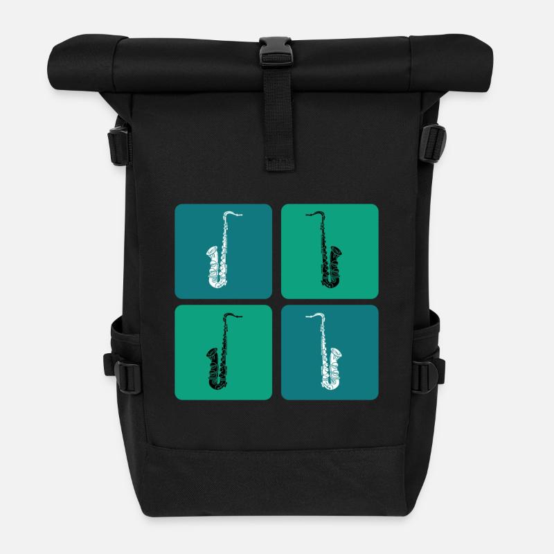 Saxophone Design - Rolltop Rucksack - Schwarz