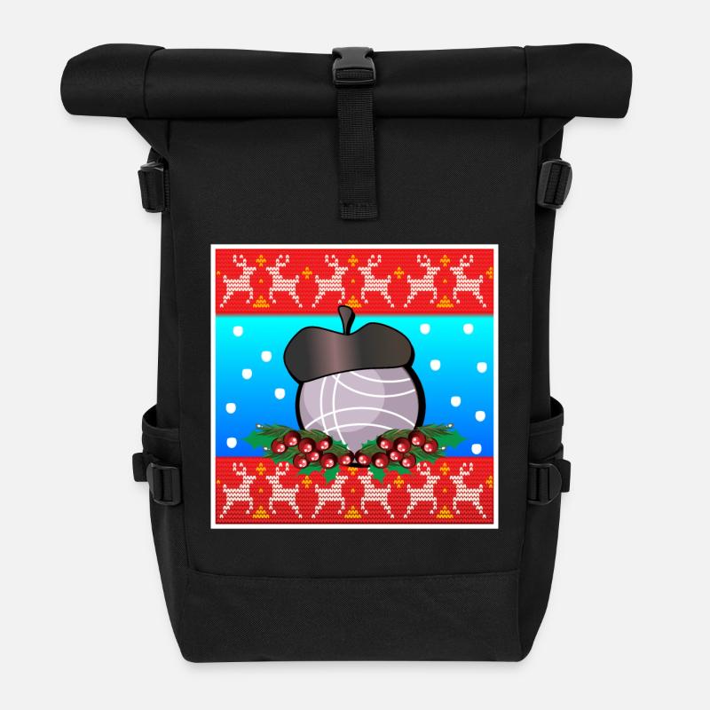 Frohe Weihnachten - WINTER Petanque - BOULE - Rolltop Rucksack - Schwarz