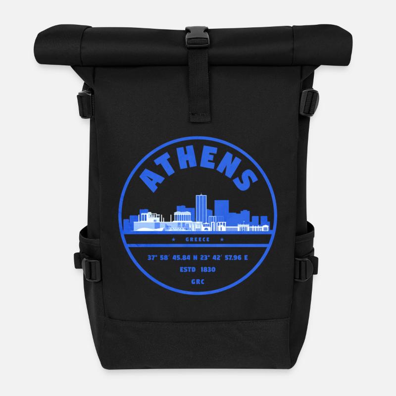 Athens Skyline Stempel - Rolltop Rucksack - Schwarz