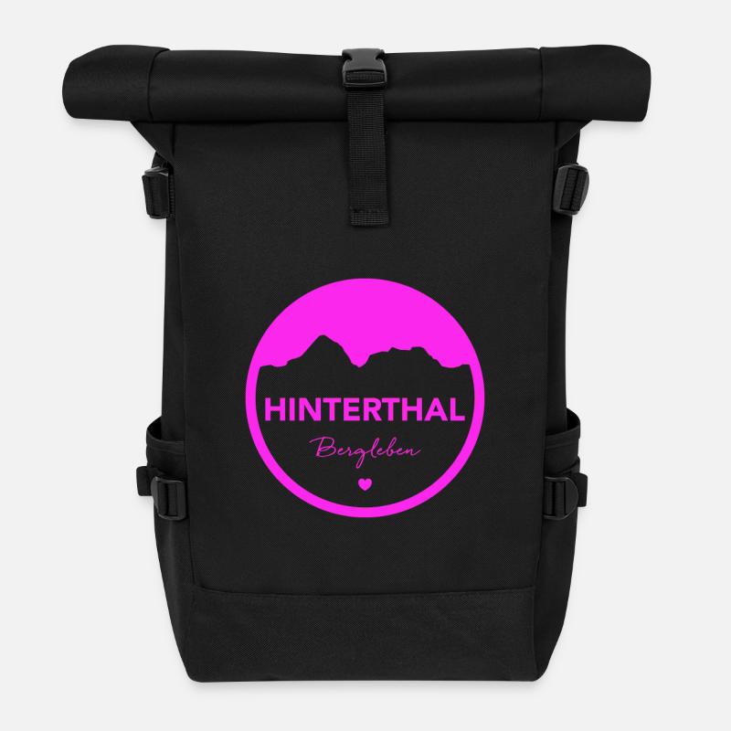 Hinterthal in pink! - Rolltop Rucksack - Schwarz