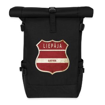 Liepāja Lettland Wappen Flaggen Design - Rolltop Rucksack - Schwarz - Vorne