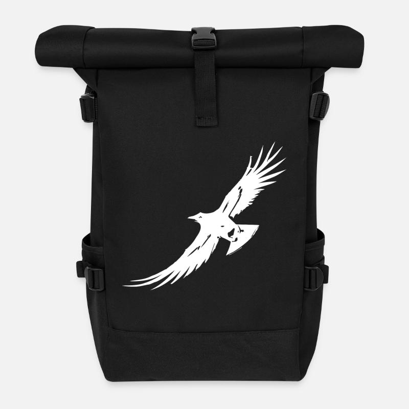 Flying Raven - Roll Top Backpack - black