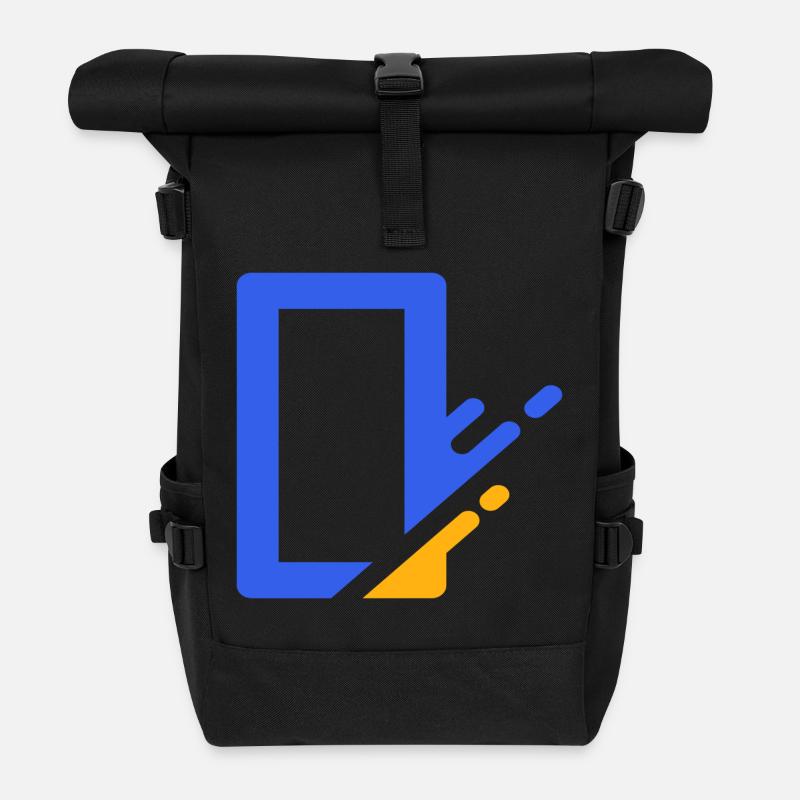 Geometrische Blau Orange Kaskade - Rolltop Rucksack - Schwarz