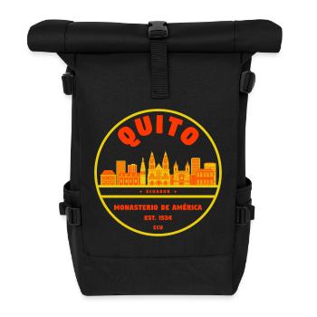 Quito Skyline Badge Monasterio América - Rolltop Rucksack - Schwarz - Vorne