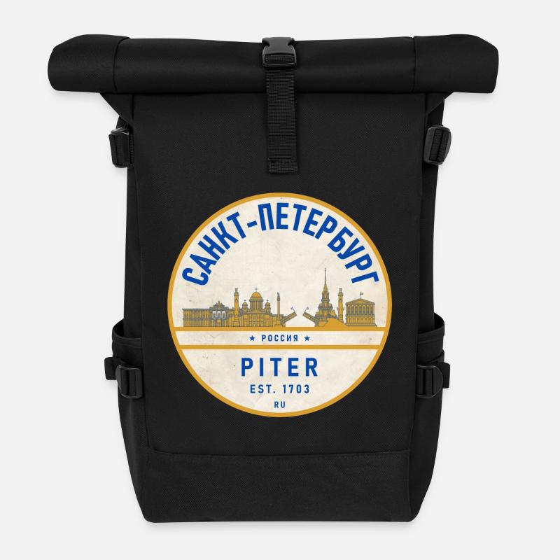 Petersburg Skyline Vintage Abzeichen - Rolltop Rucksack - Schwarz