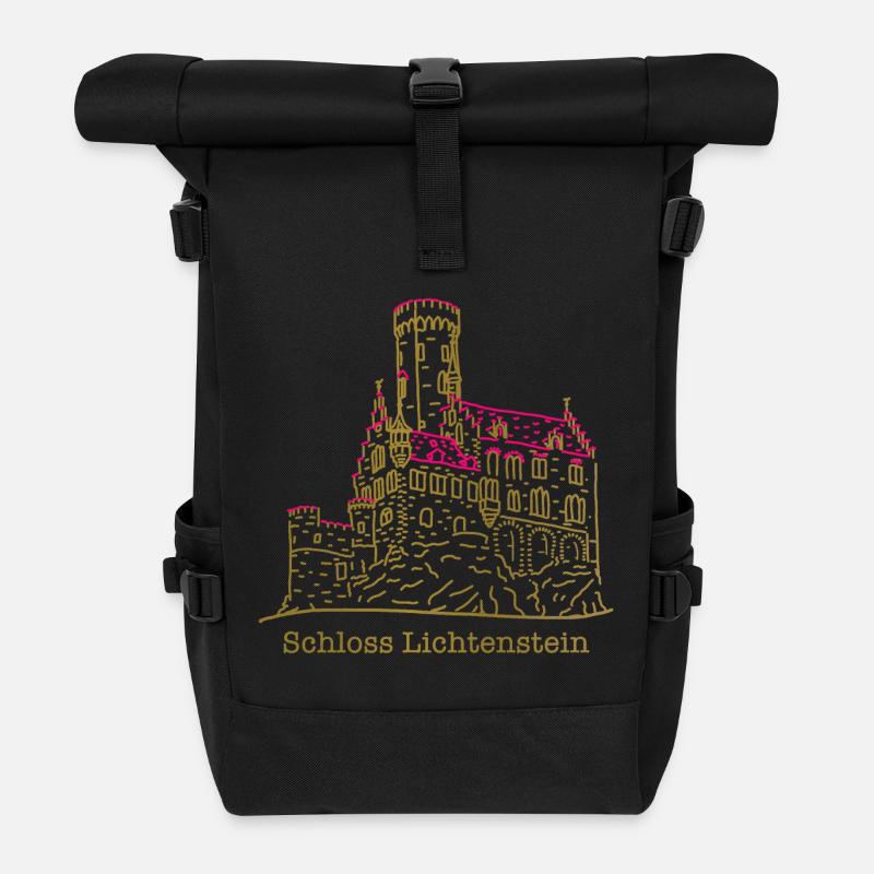Schloss Lichtenstein, Märchenschloss, Deutschland - Rolltop Rucksack - Schwarz