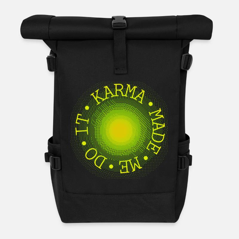 Neon Circle Sunburst - Roll Top Backpack - black
