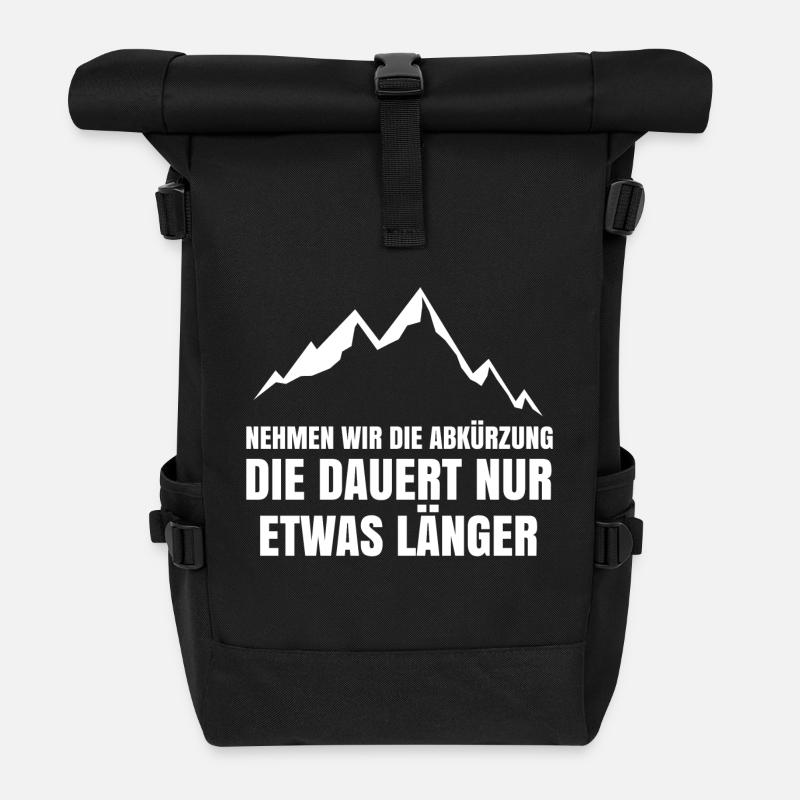 Bergwanderung Lustige Sprüche Wandern Klettersteig - Rolltop Rucksack - Schwarz