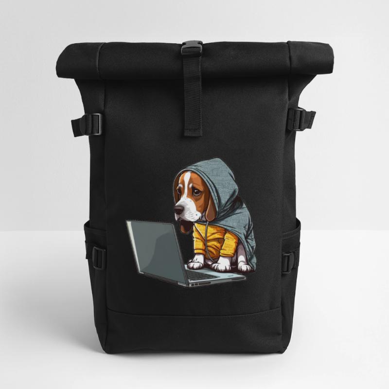Coding dog Roll Top Backpack