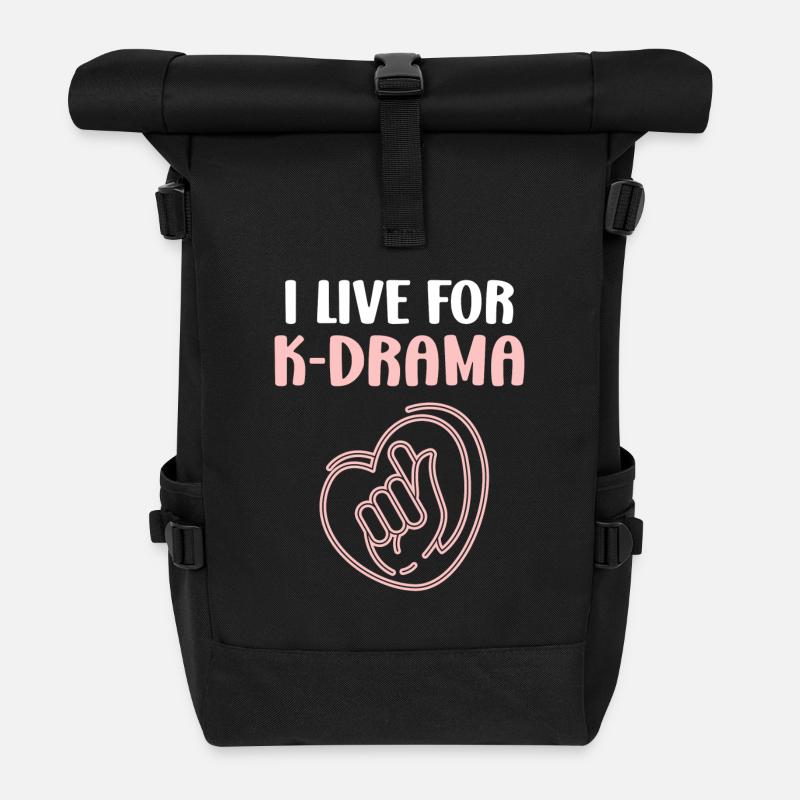 Je vis pour le K-drama - Sac à dos roll top - noir
