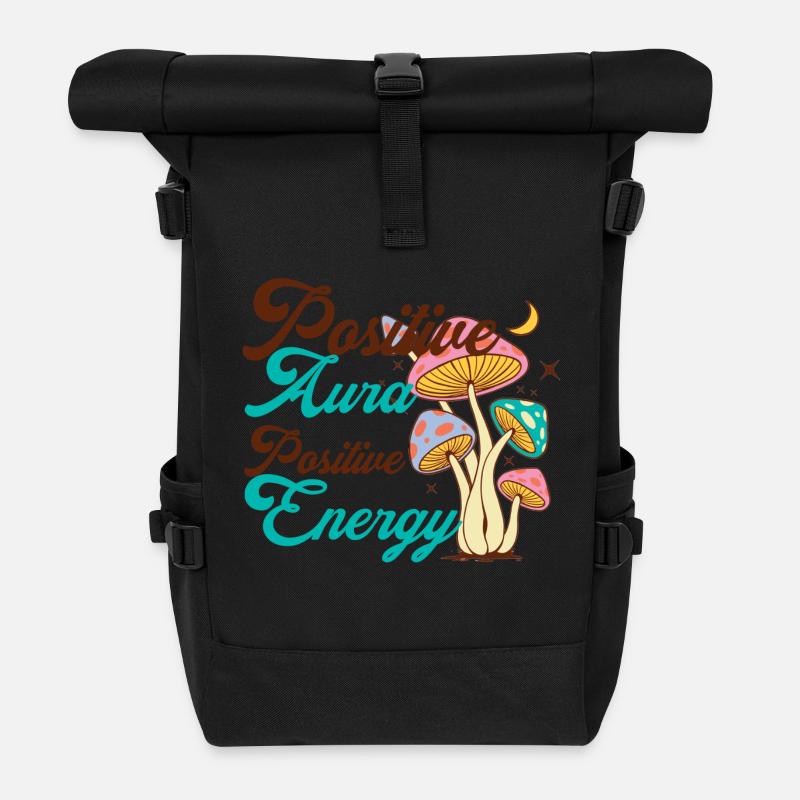 Psychedelische Pilzenergie - Rolltop Rucksack - Schwarz