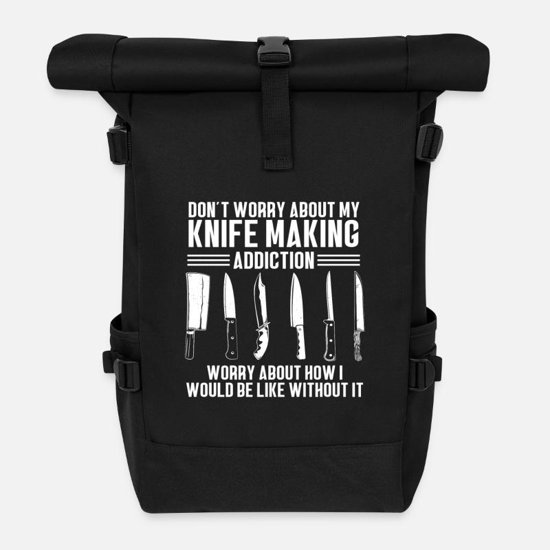 Knife Making Messer Schmied Design - Rolltop Rucksack - Schwarz